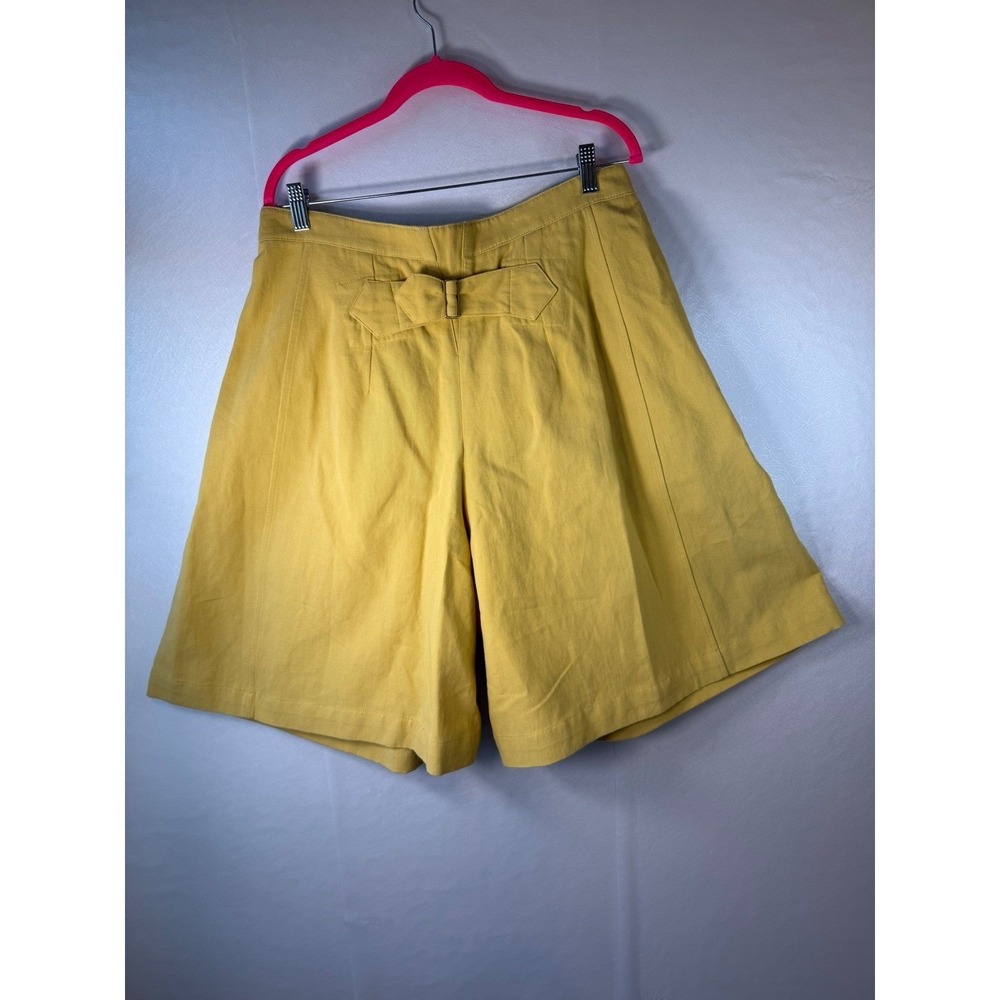 Chloe Pleated Cargo Shorts Mustard Yellow Cotton Linen Cinch Back Size 42 IT - Picture 8 of 11